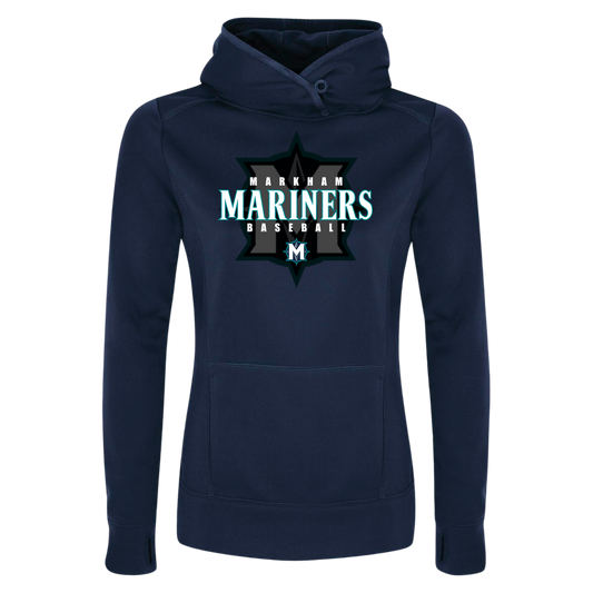 Ladies Markham Mariners Shadow Logo 100% Polyester Hoodie